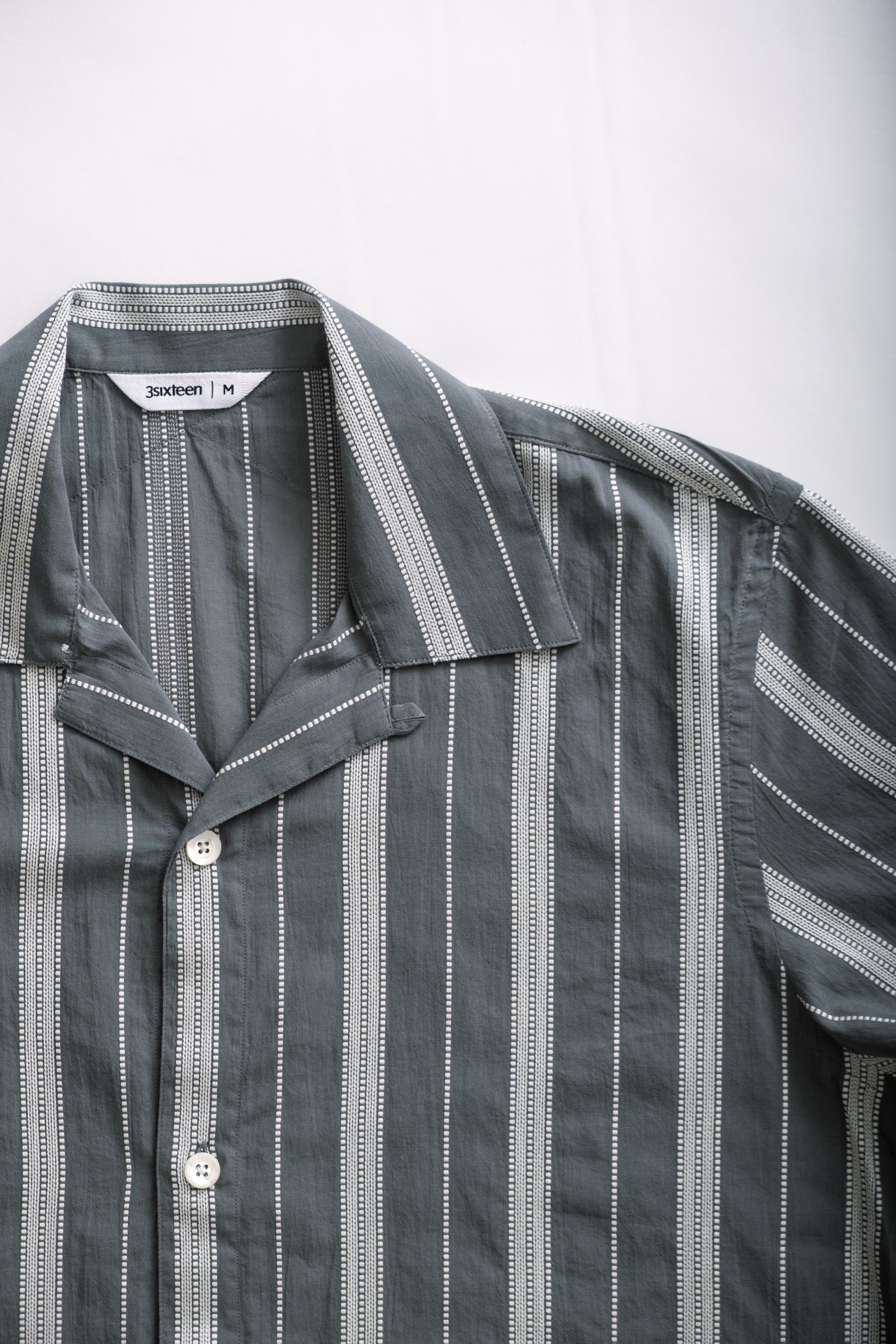 CABANA SHIRT - SAGE TICKING STRIPE