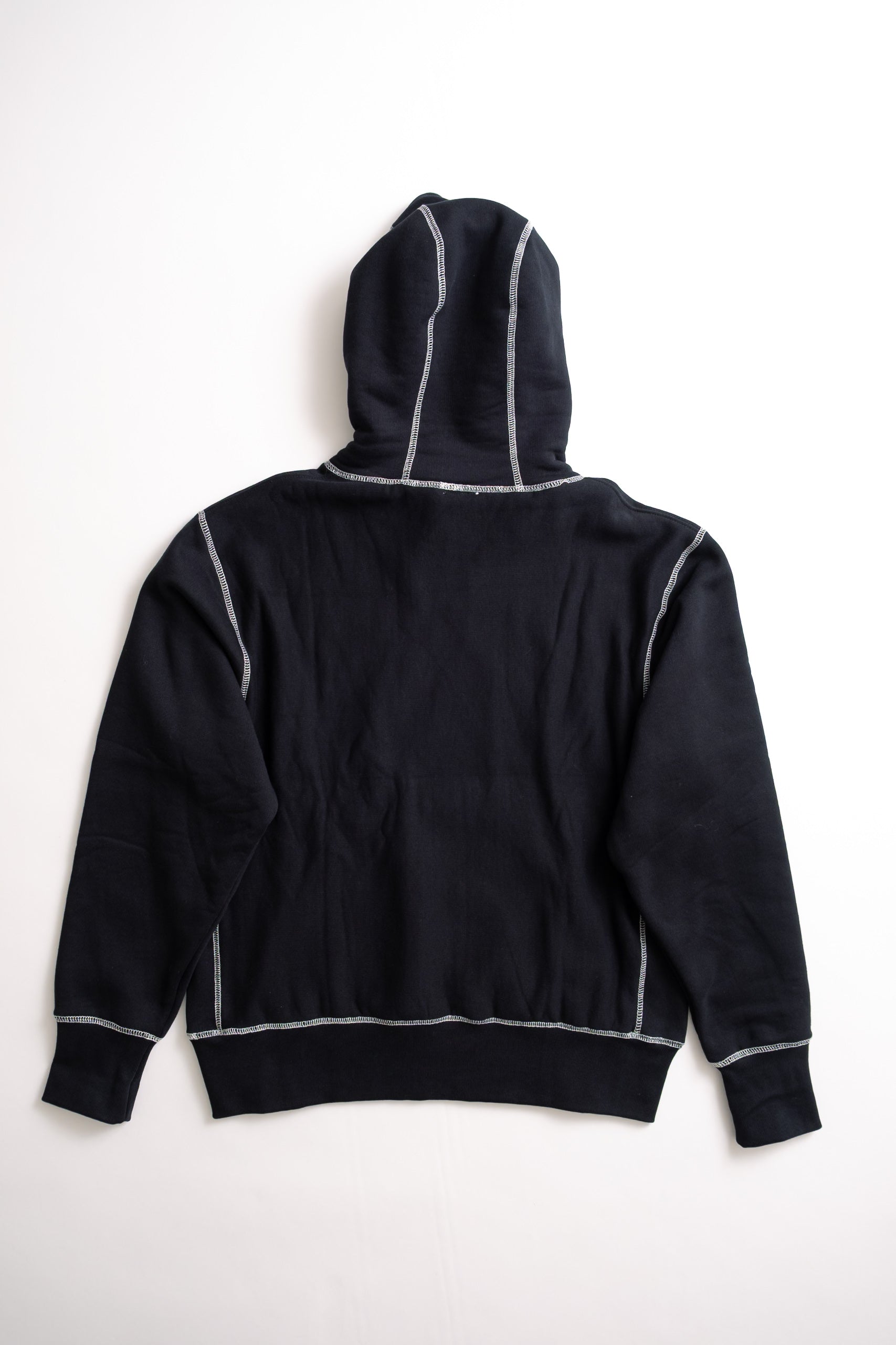 CONTRAST STITCH HOODIE - BLACK