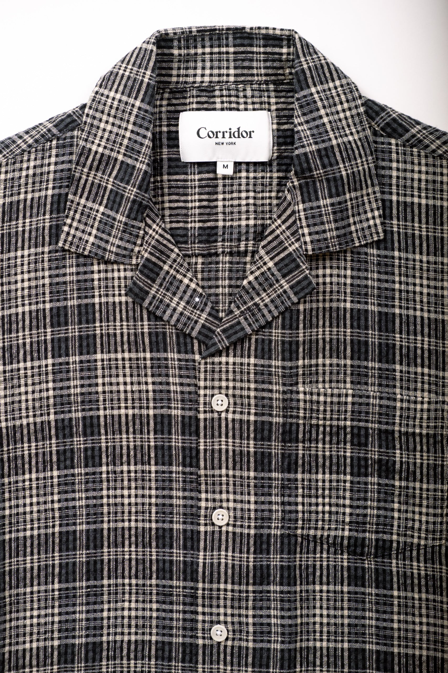 PLAID SEERSUCKER SS - BLACK