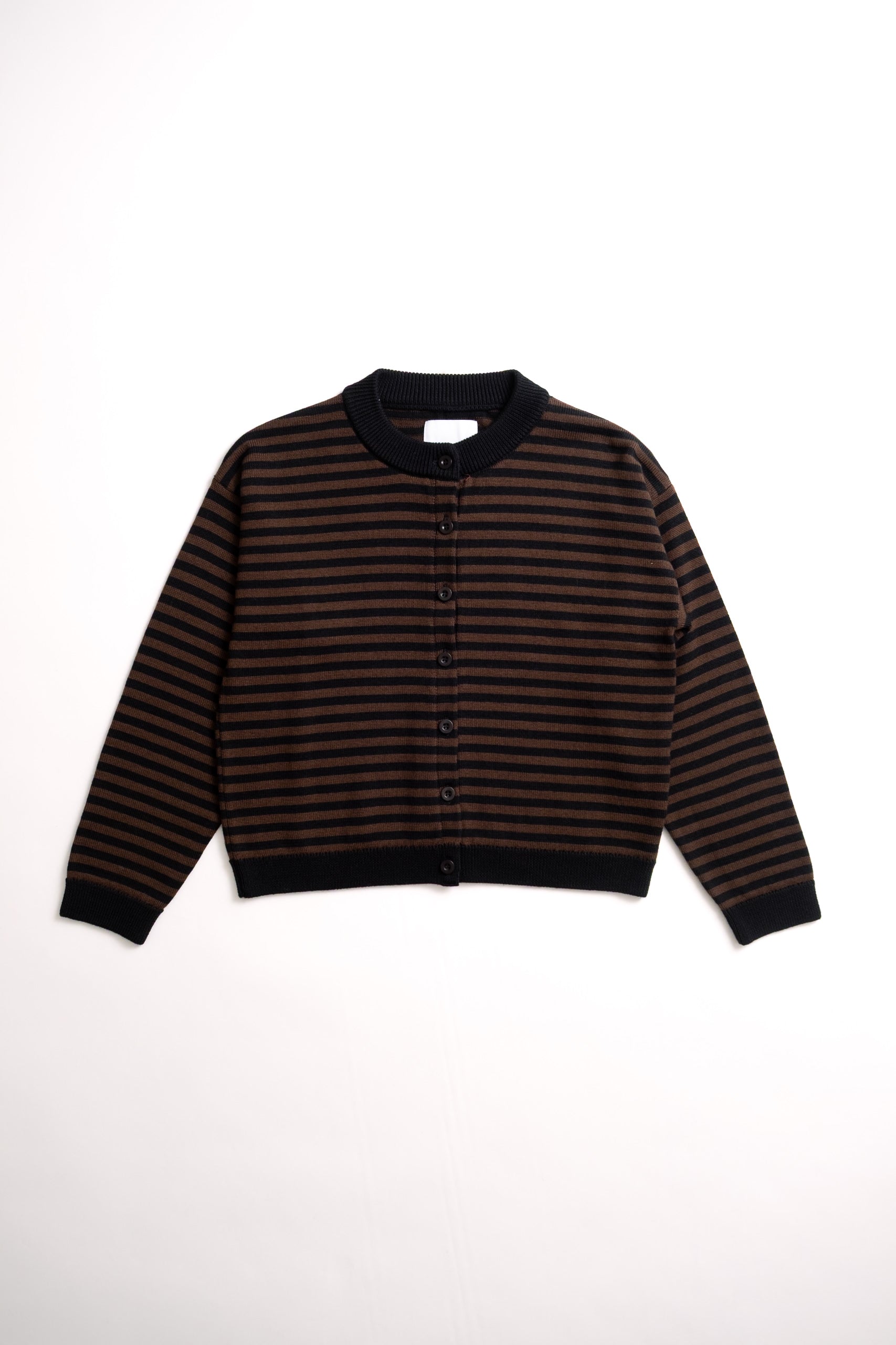 Black and brown striped sweater on a white background
