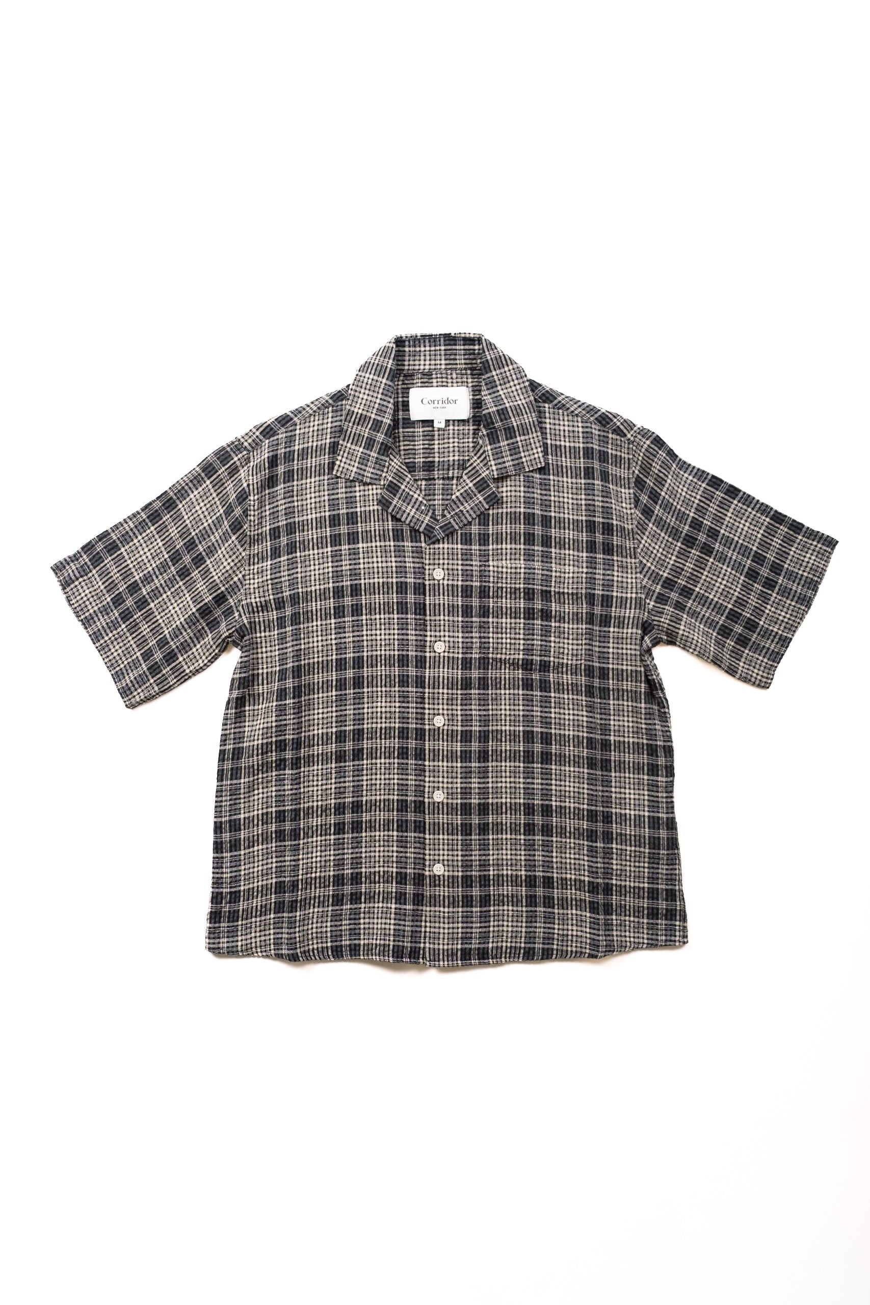 PLAID SEERSUCKER SS - BLACK