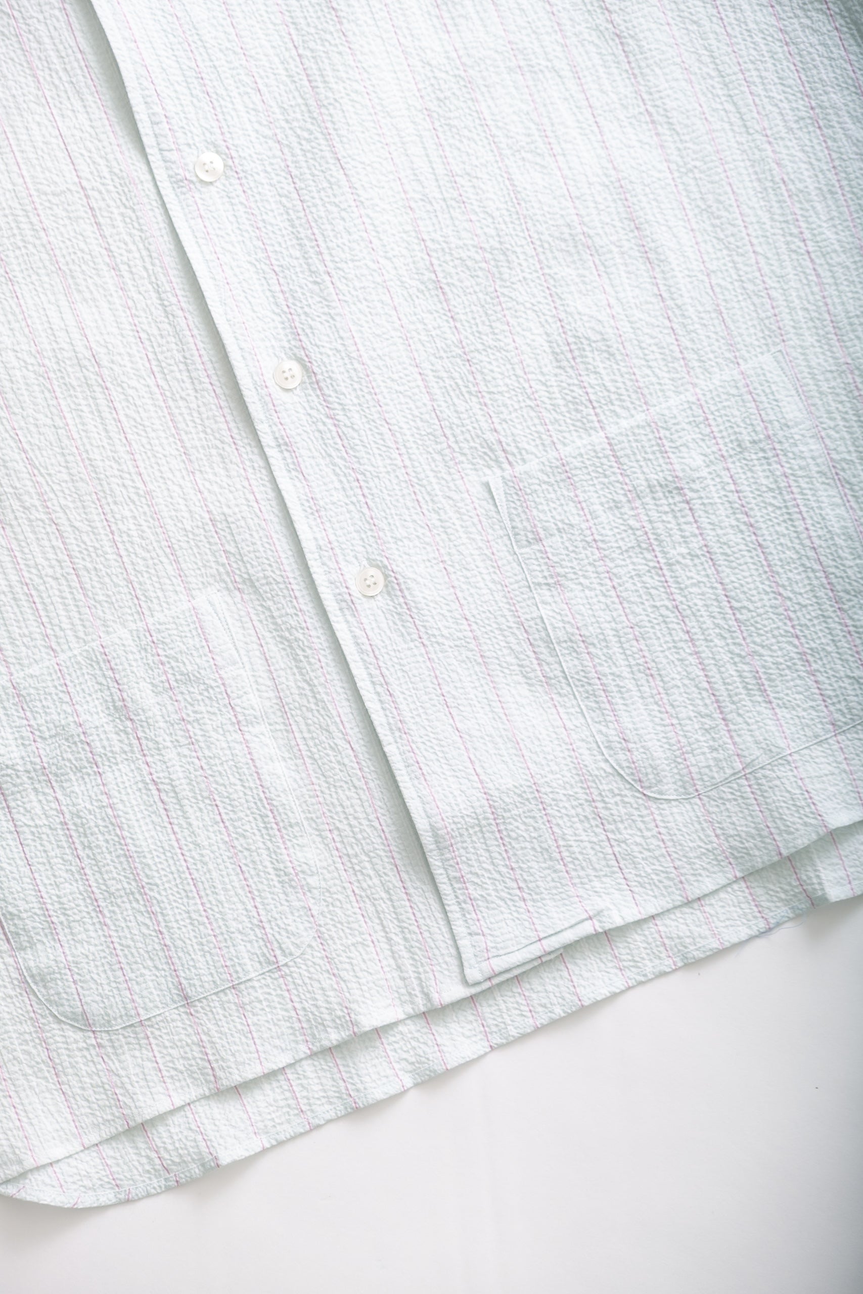 SS SEERSUCKER - GREEN/PINK STRIPE