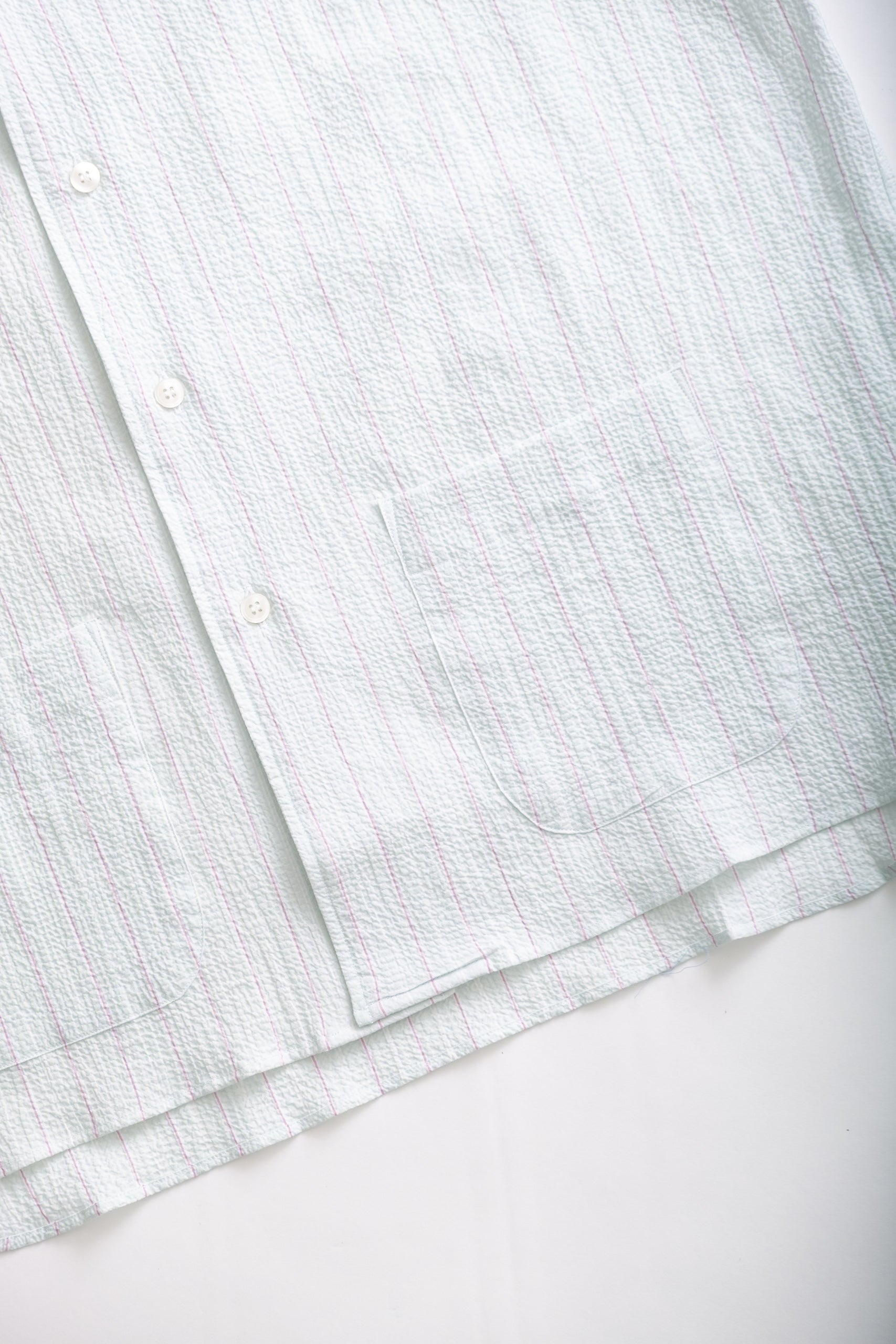 SS SEERSUCKER - GREEN/PINK STRIPE