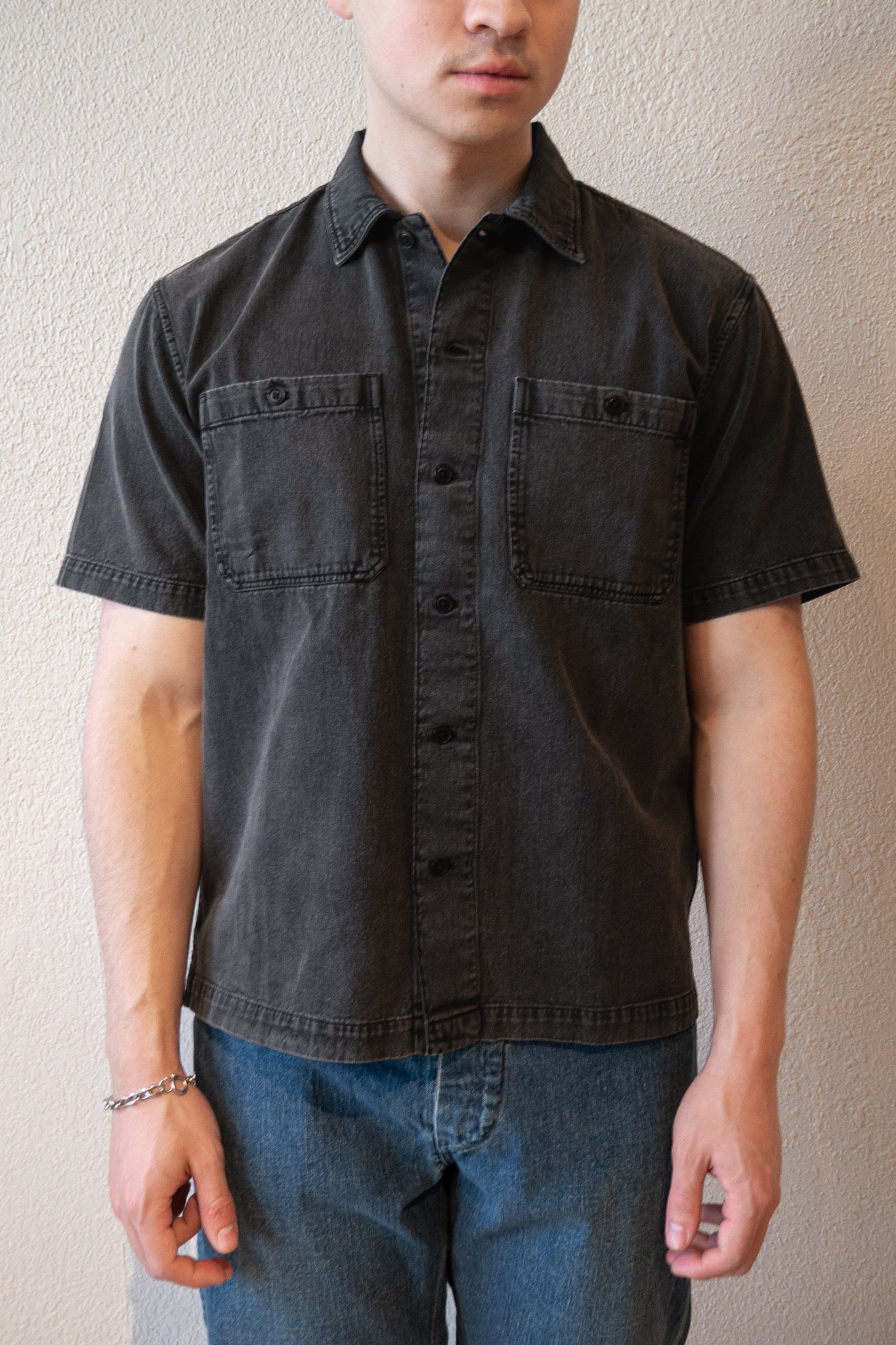 SHORT SLEEVE WORKSHIRT - BLACK STONEWASH