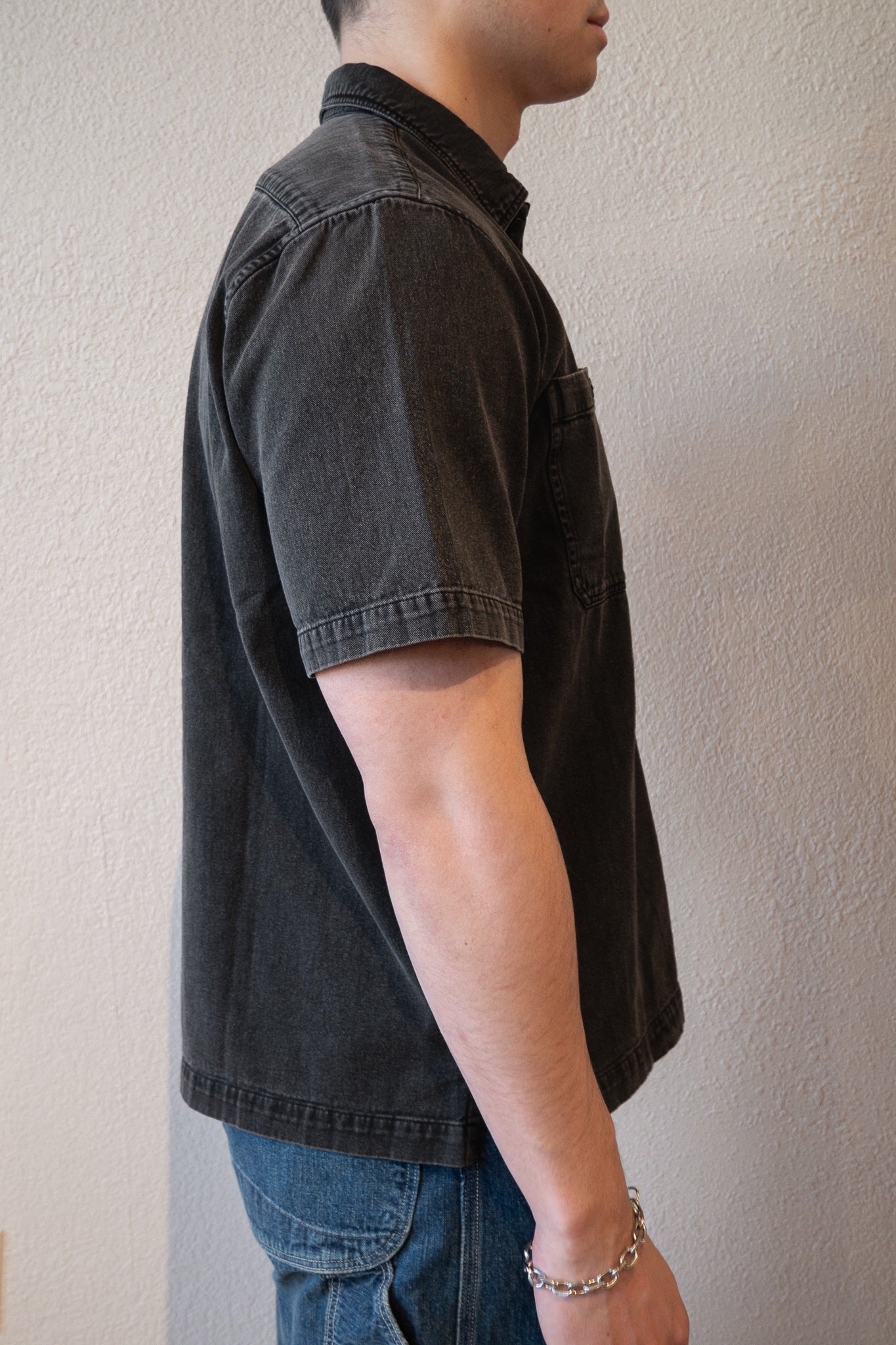 SHORT SLEEVE WORKSHIRT - BLACK STONEWASH