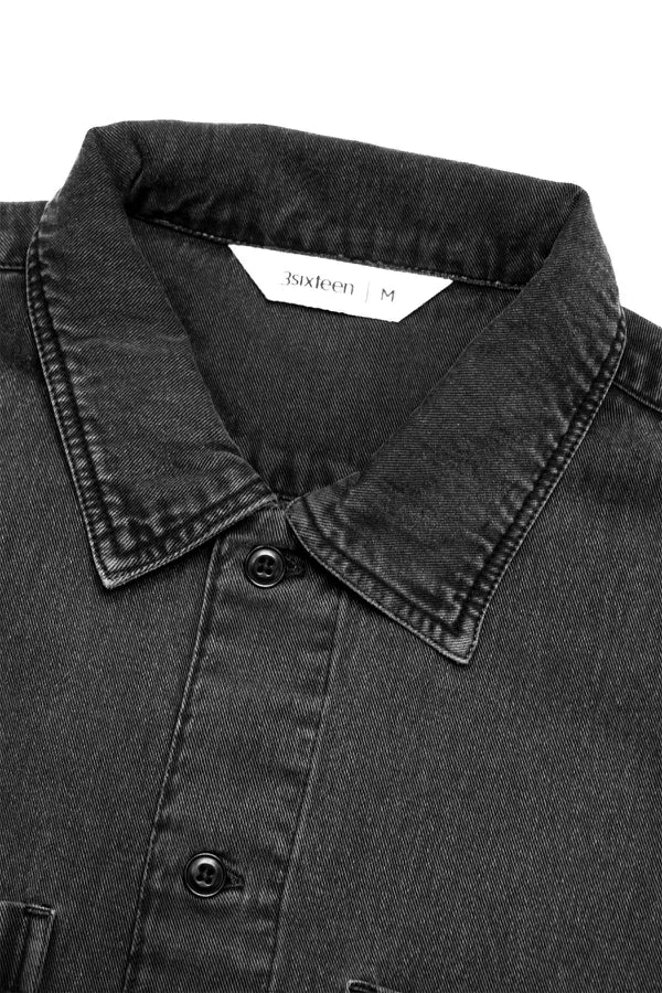 SHORT SLEEVE WORKSHIRT - BLACK STONEWASH