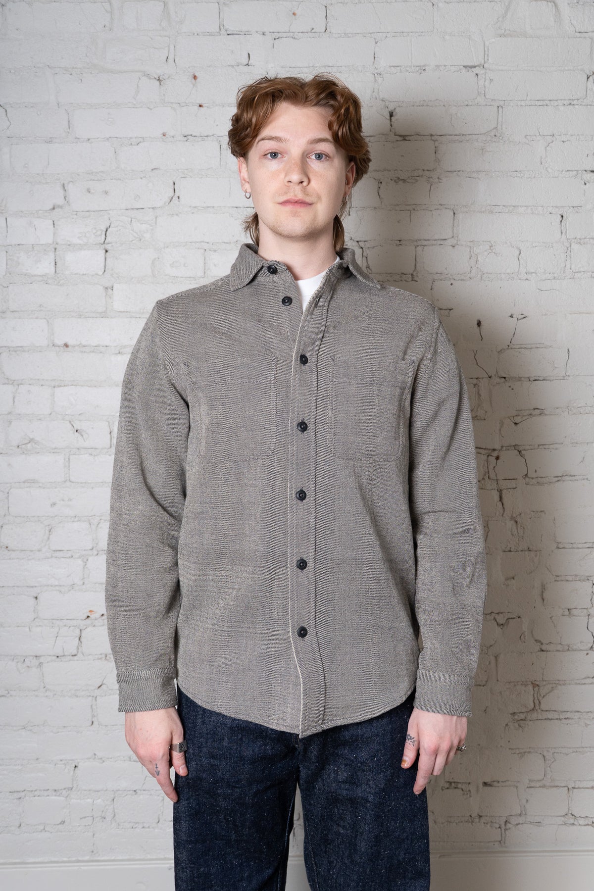AMES WORKSHIRT - IRON/NATURAL