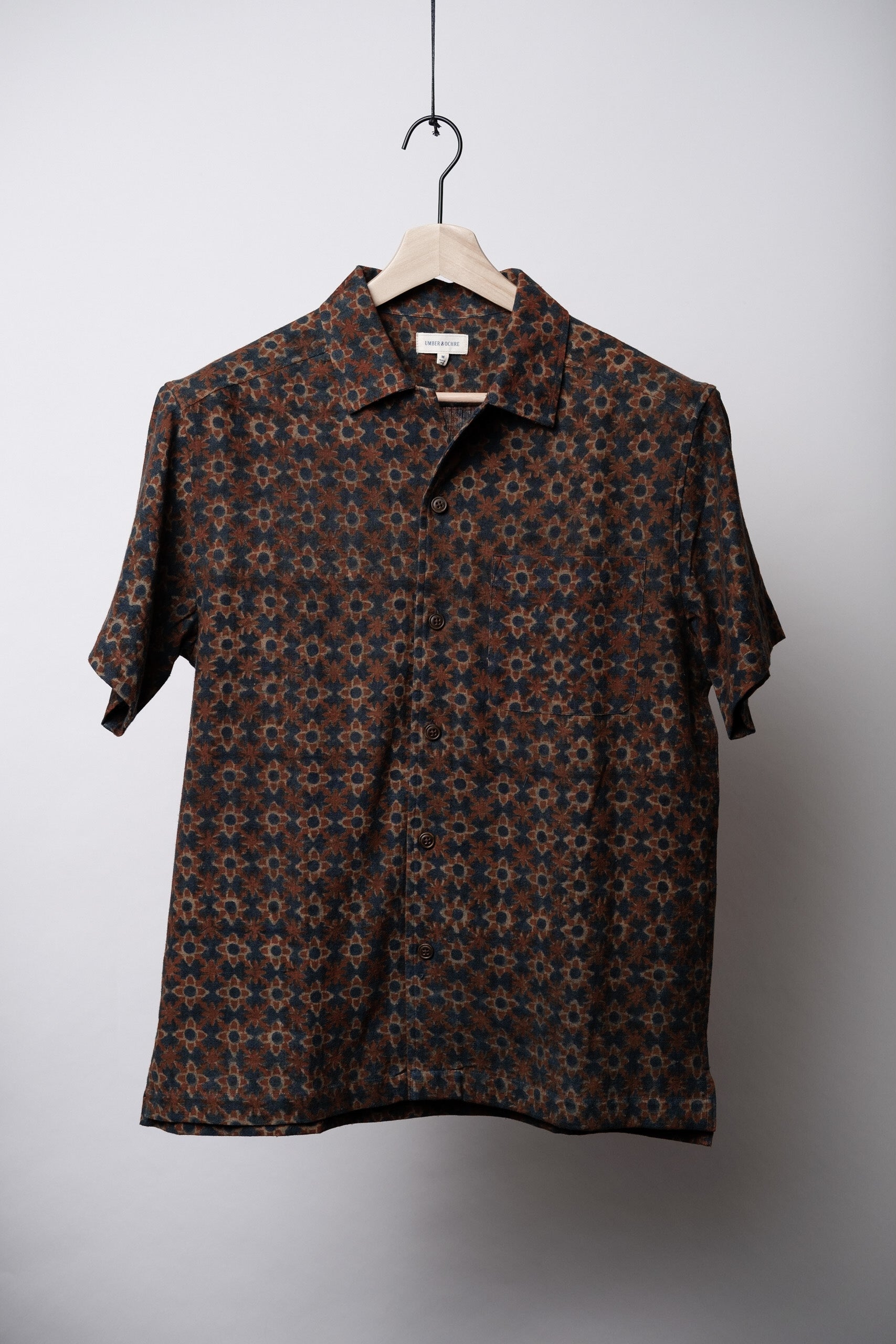 KHUSHI CAMP SHIRT - RUST FLORAL BLOCK