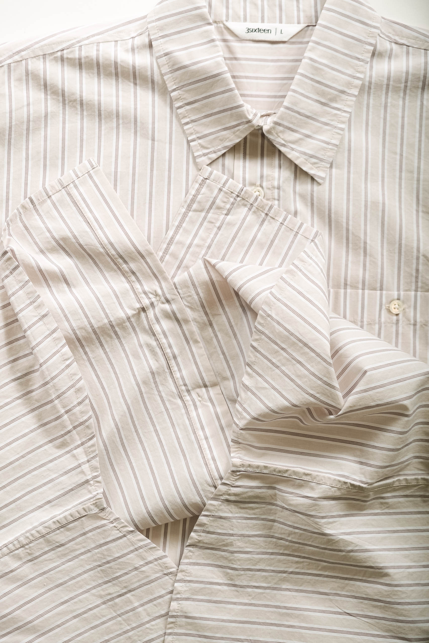 SS COMMUTER SHIRT - TAN STRIPE