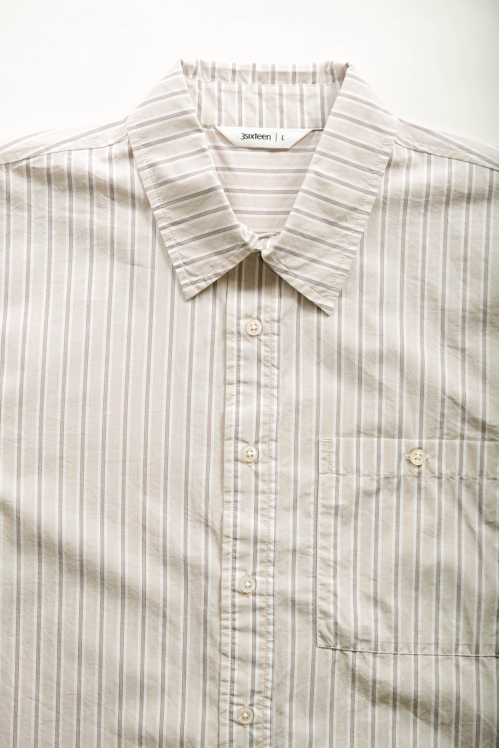 SS COMMUTER SHIRT - TAN STRIPE