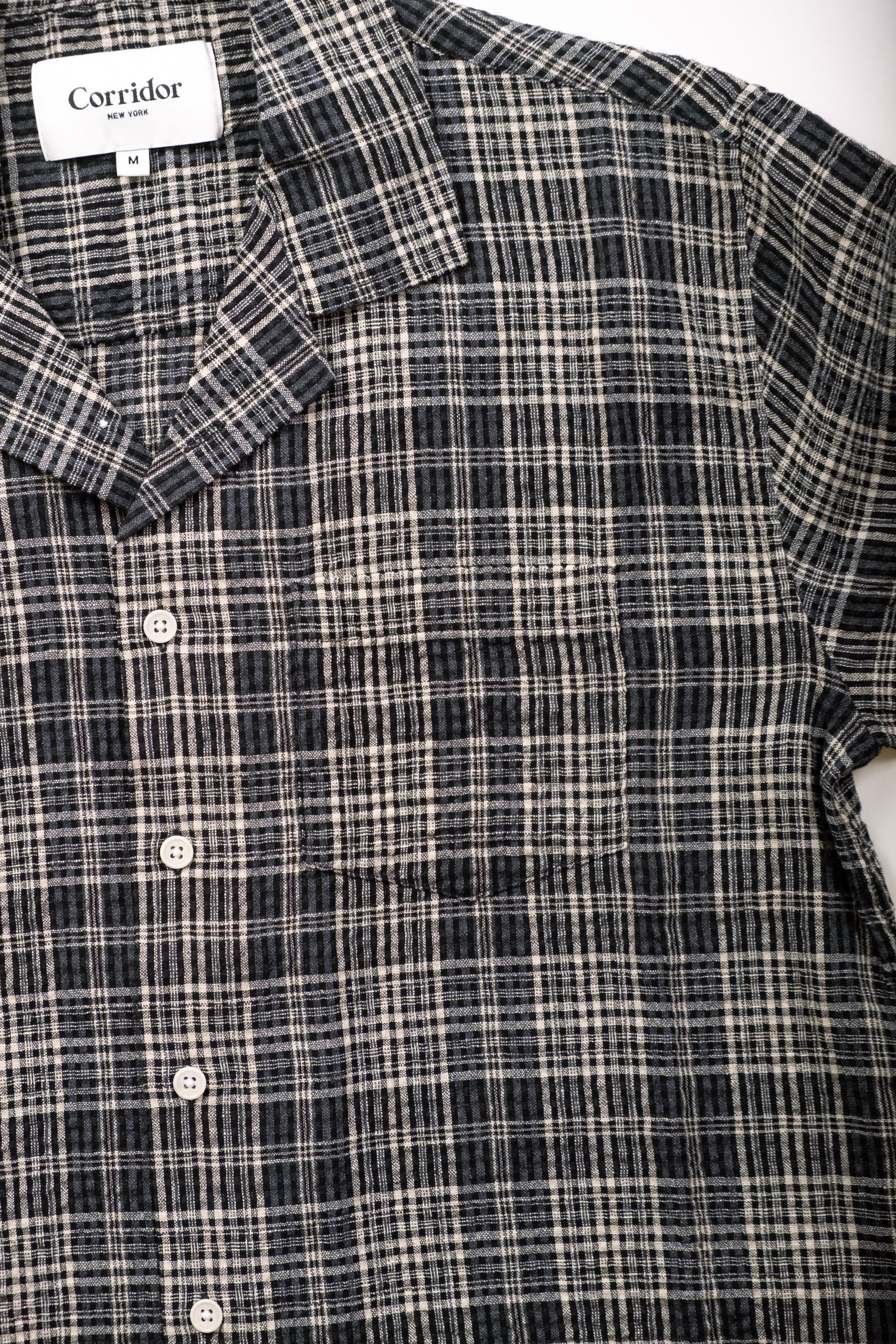 PLAID SEERSUCKER SS - BLACK