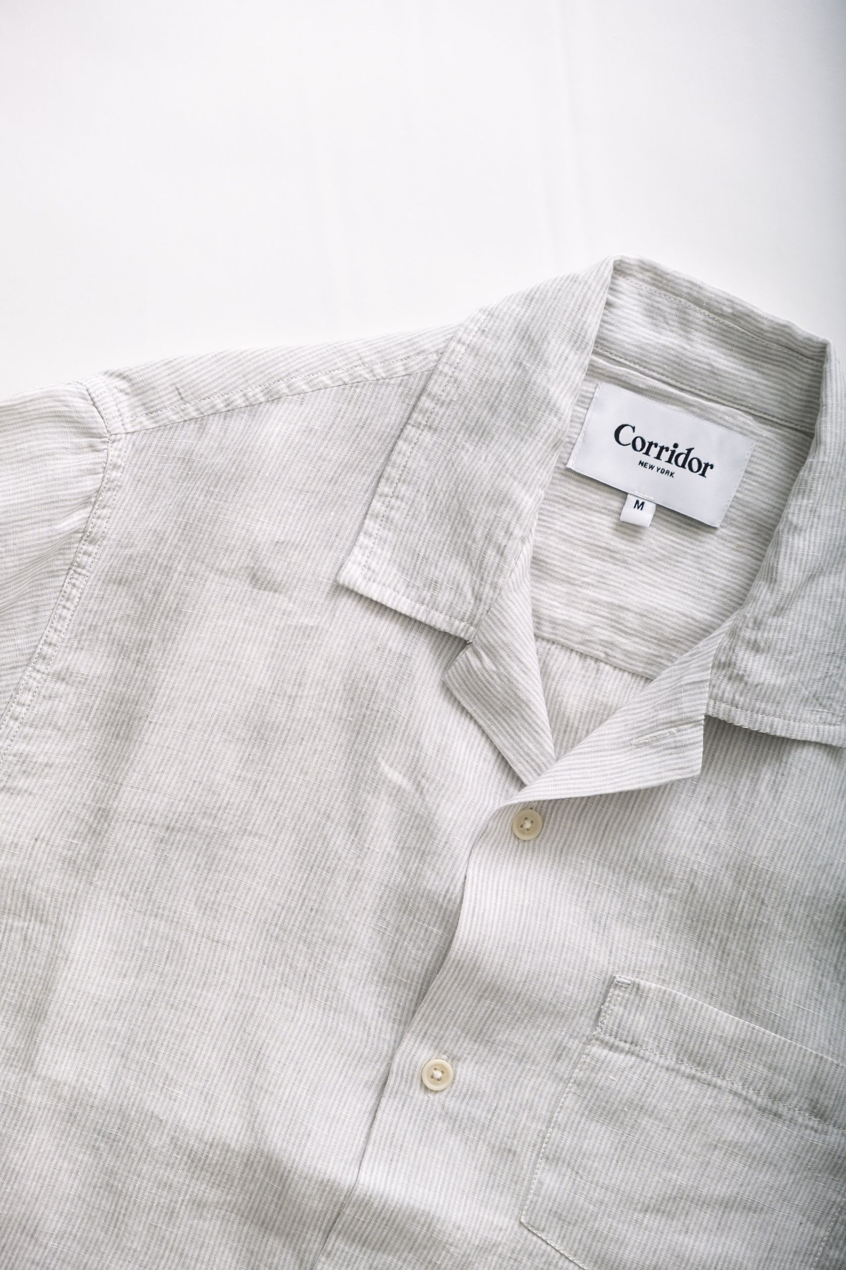 LINEN STRIPE SS - GREY