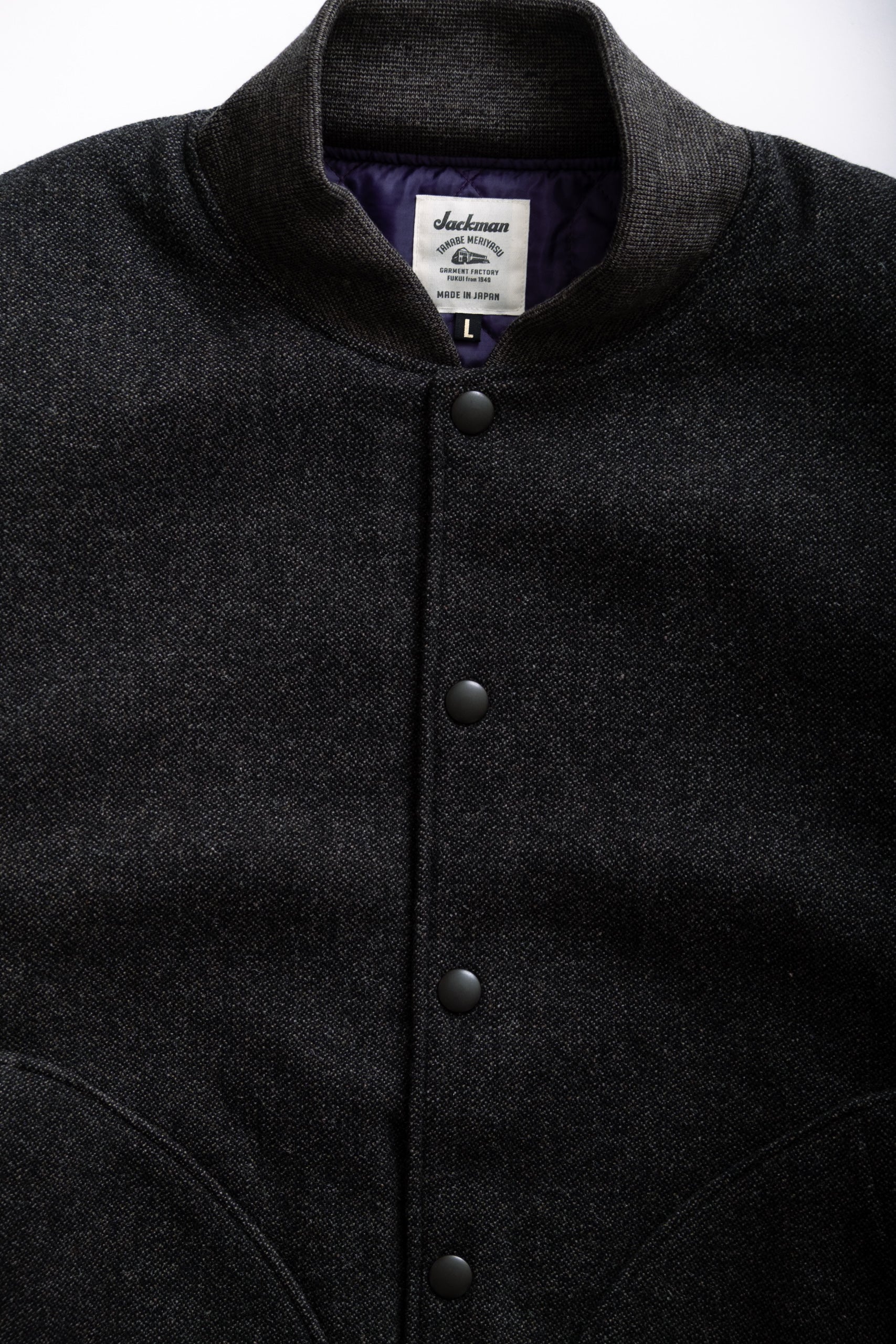 MELTON AWARD JACKET - BLACK MIX