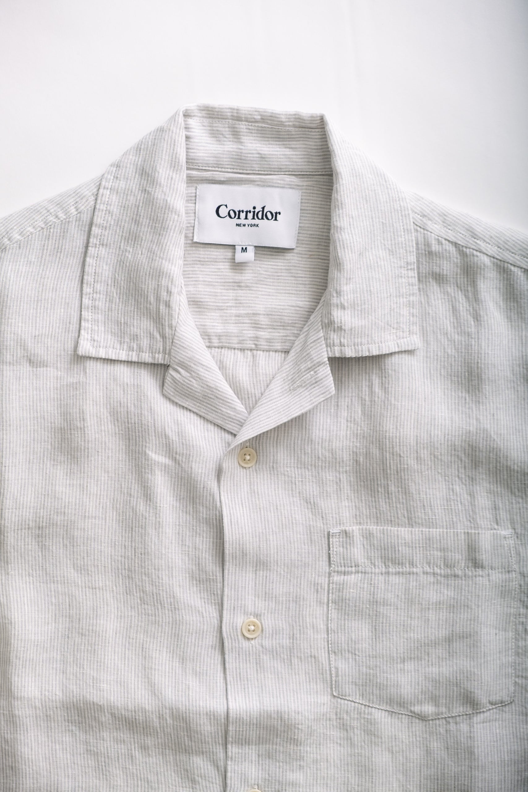 LINEN STRIPE SS - GREY