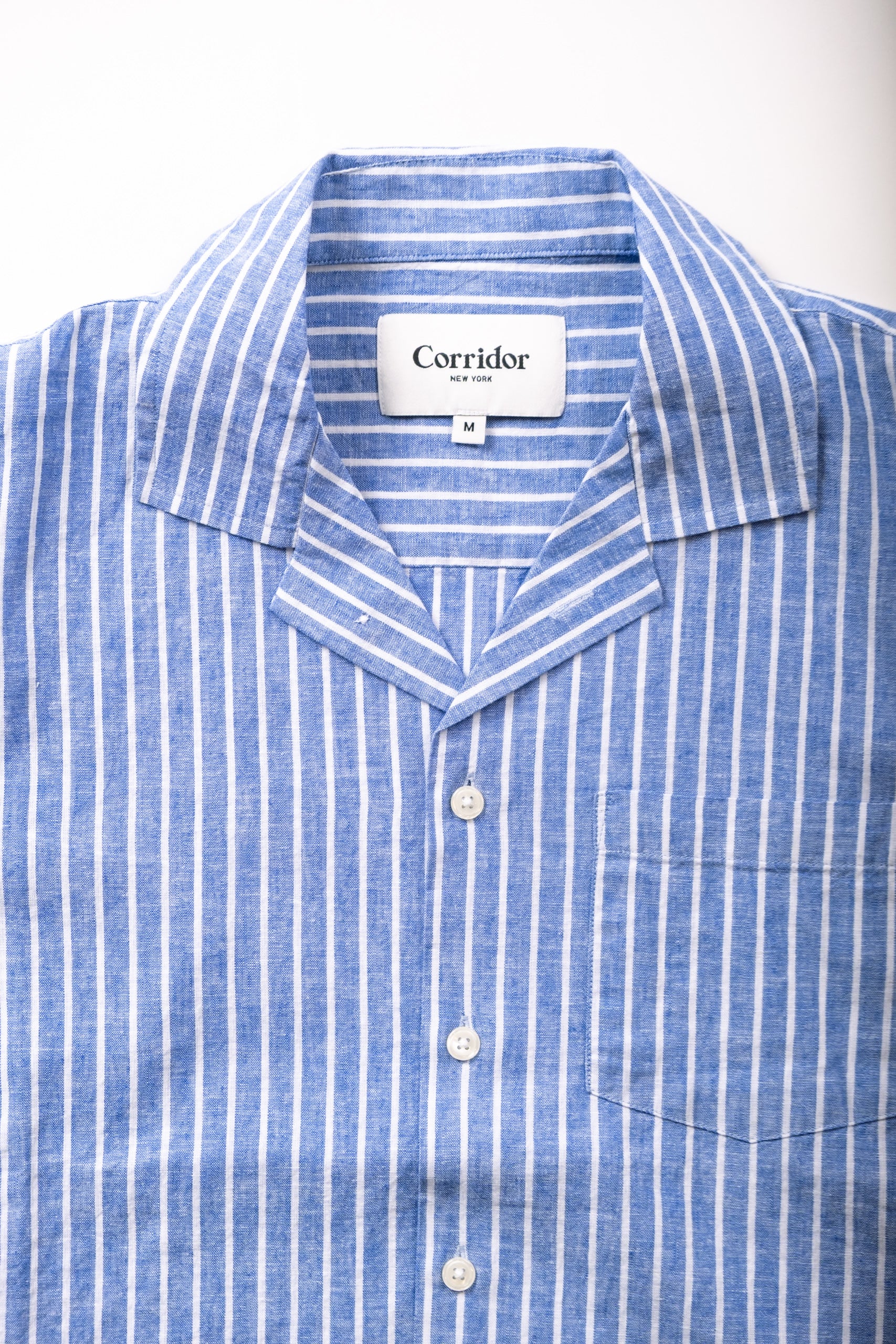 LINEN STRIPE SS - BLUE