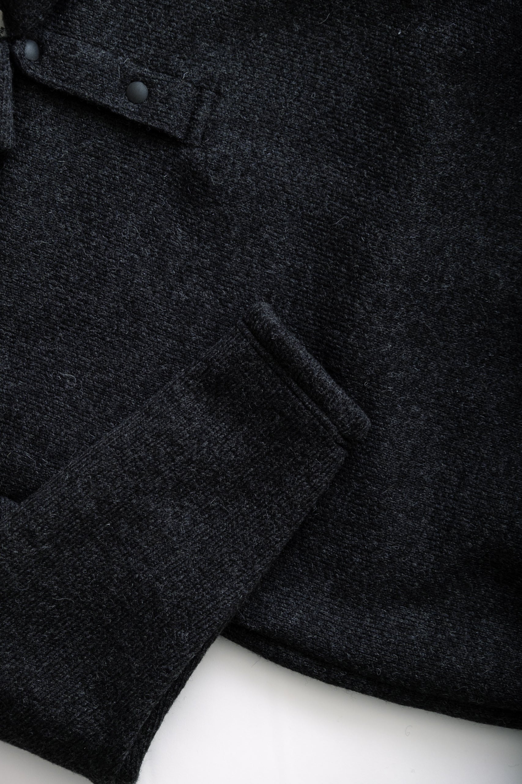 WOOL HIMO POLO - HEATHER BLACK