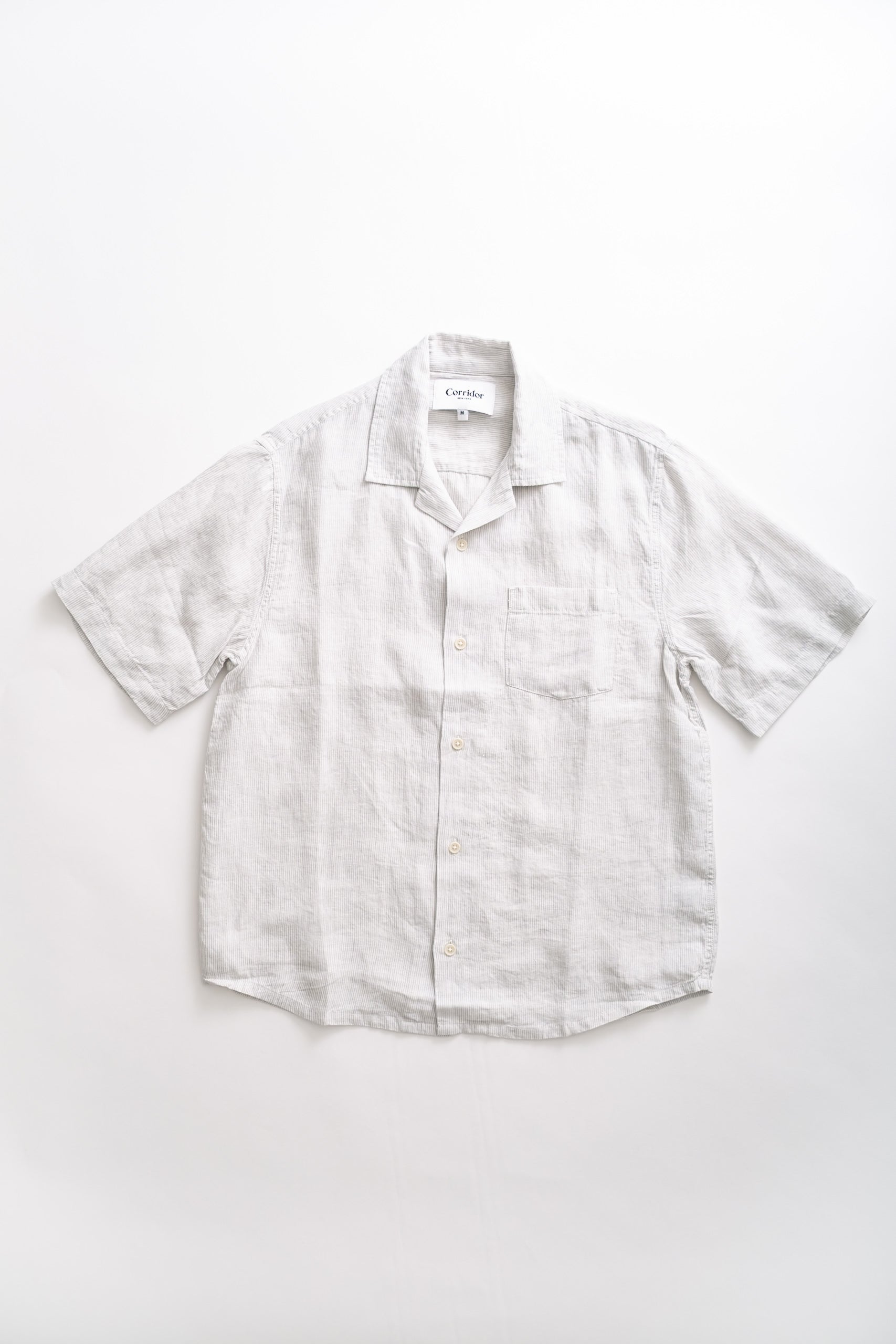 LINEN STRIPE SS - GREY