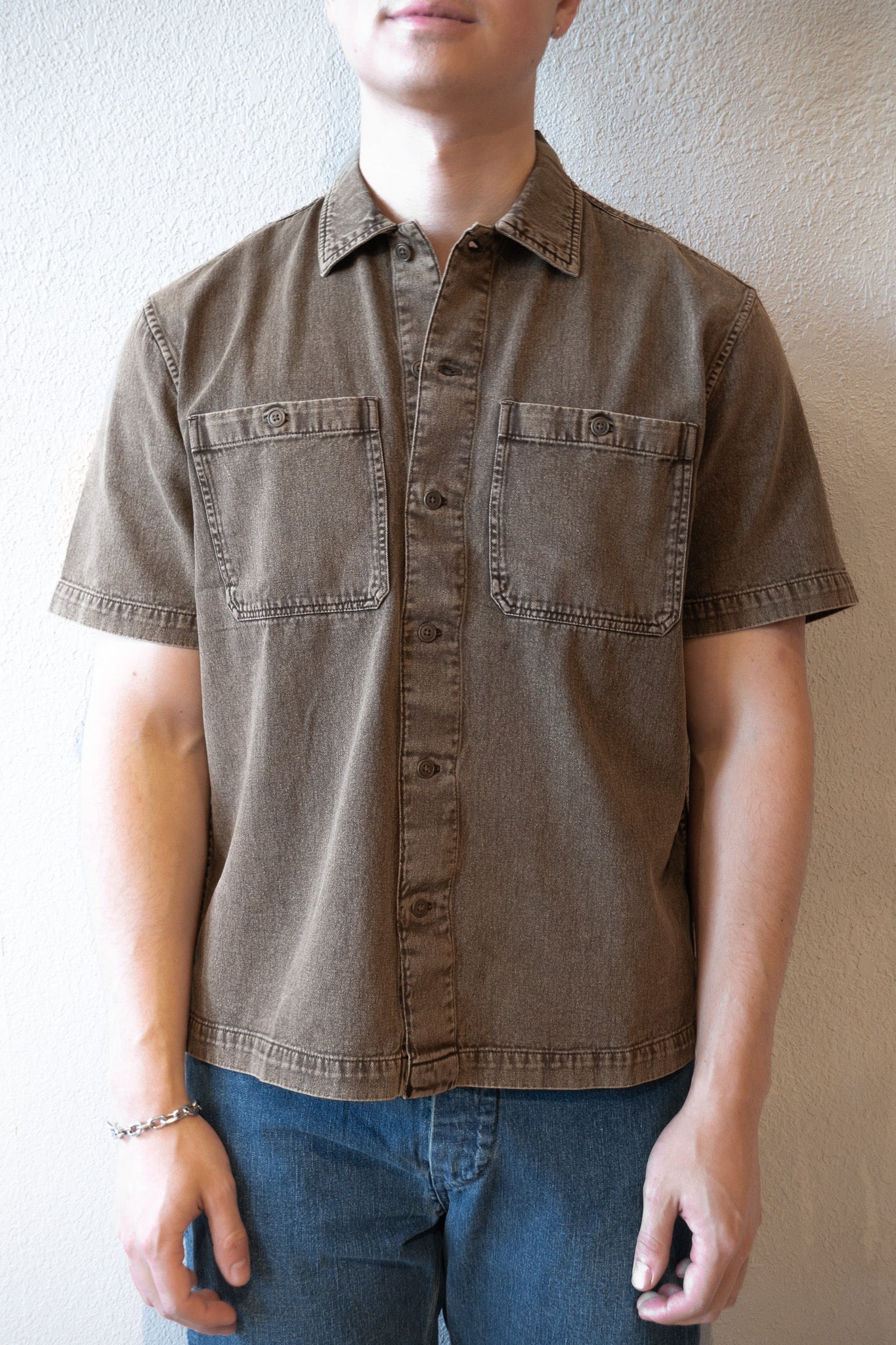 SHORT SLEEVE WORKSHIRT - UMBER STONEWASH