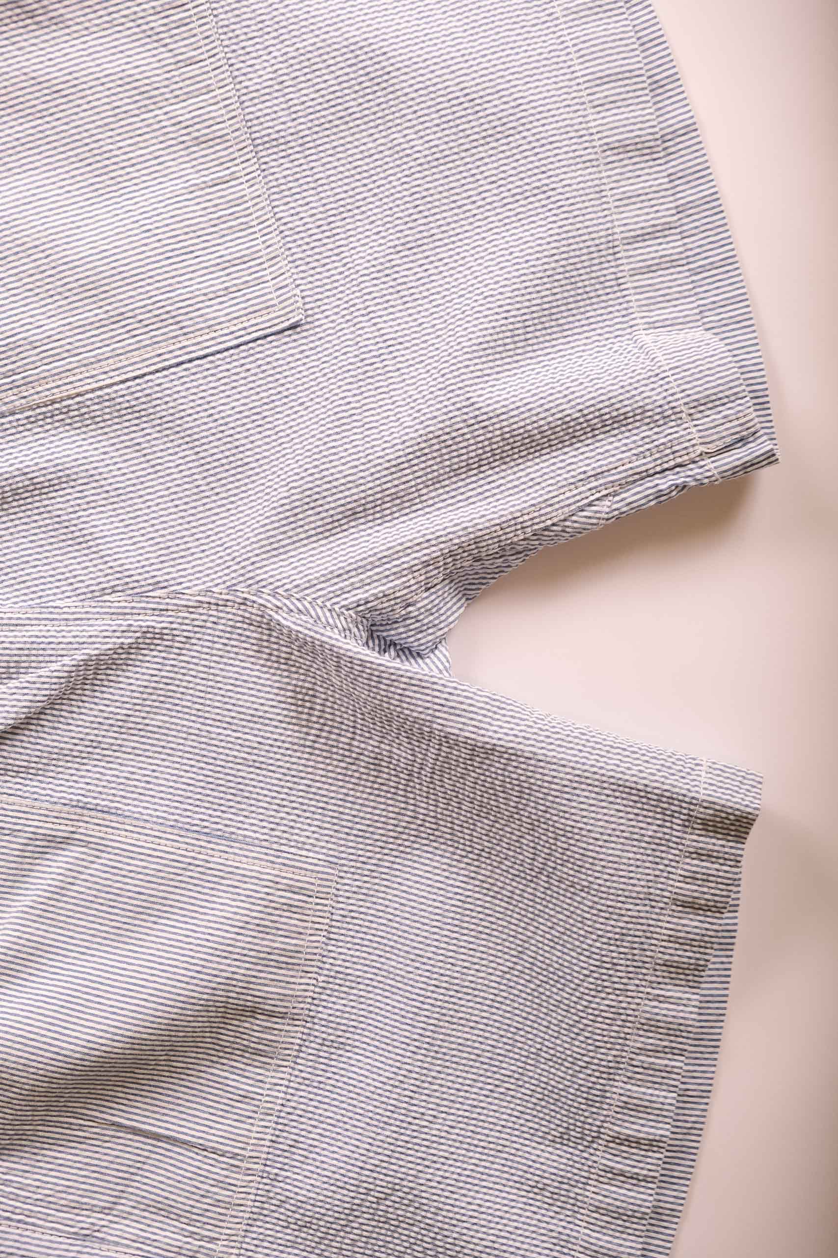 SEERSUCKER CHEF SHORT - NAVY STRIPE
