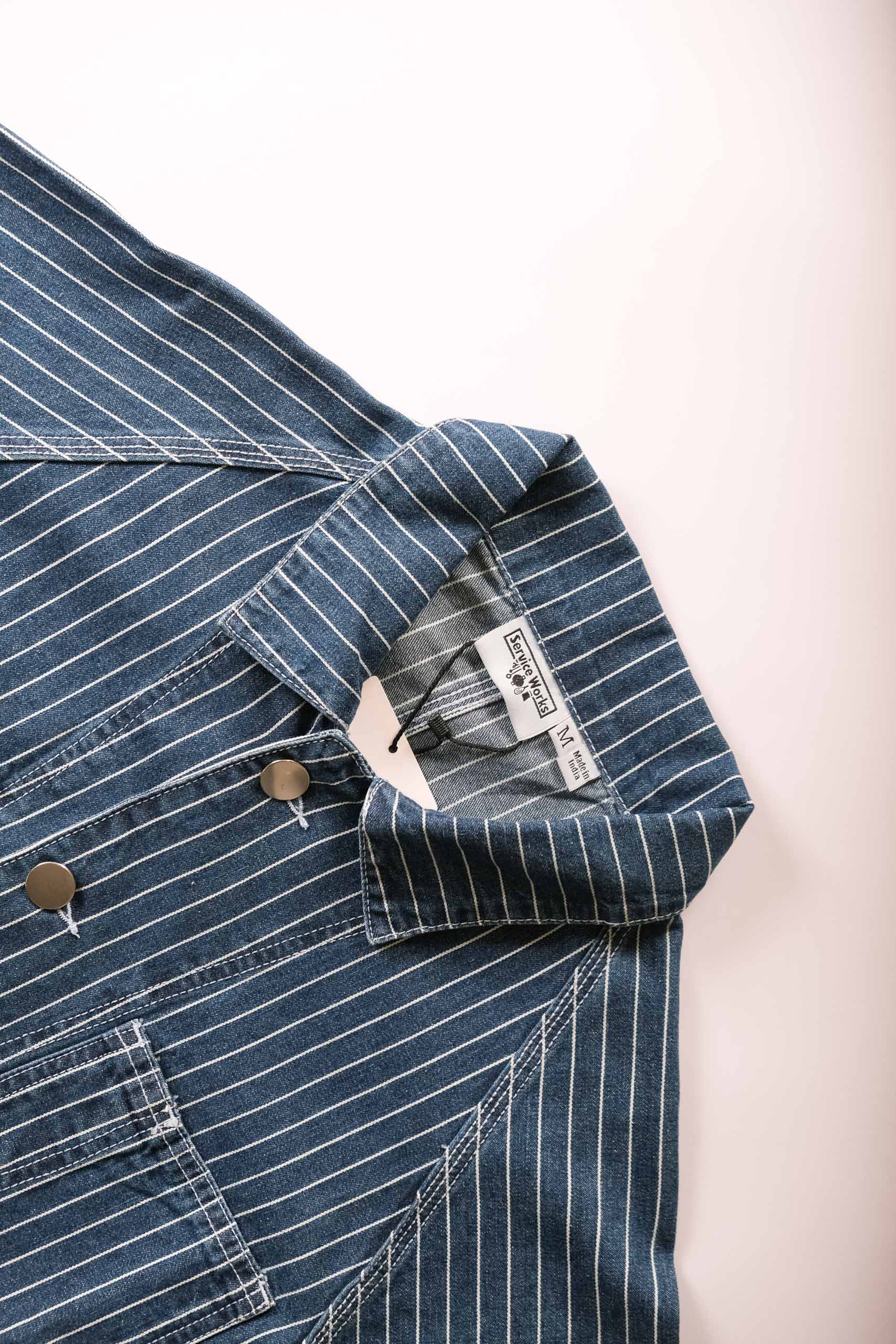 PINSTIPE DENIM COVERALL- INDIGO