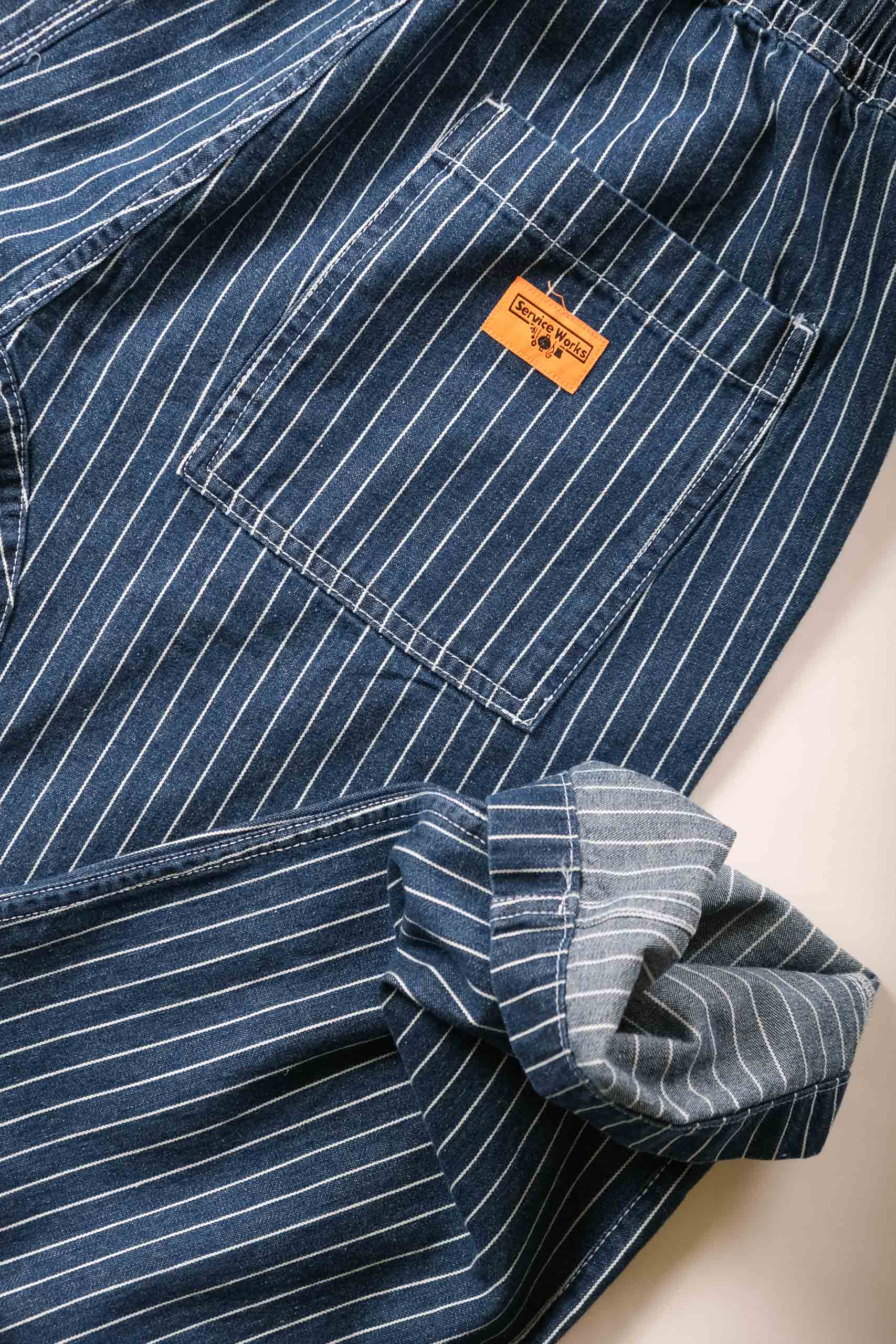 STRIPE DENIM CHEF PANT - INDIGO