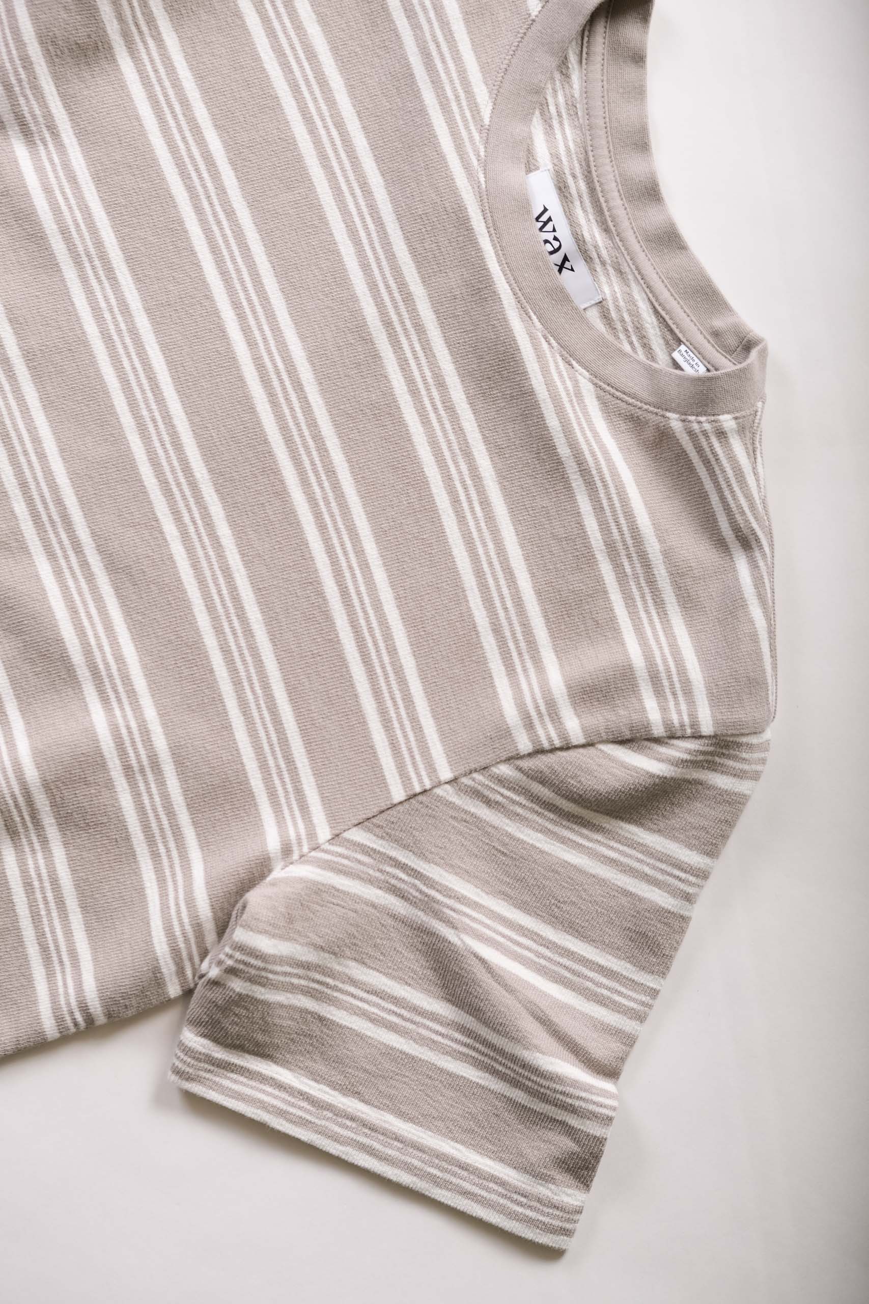 DEAN STRIPE TEE - TAUPE/ECRU