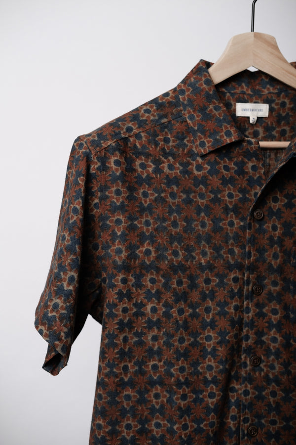 KHUSHI CAMP SHIRT - RUST FLORAL BLOCK